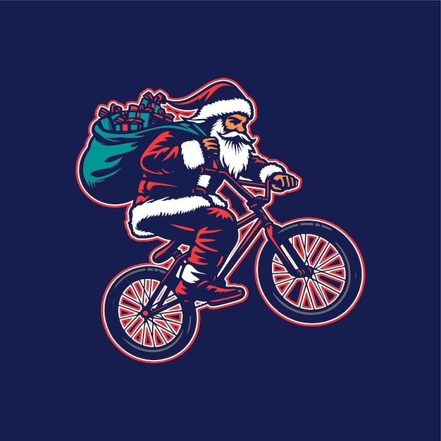 Vettore babbo natale biker