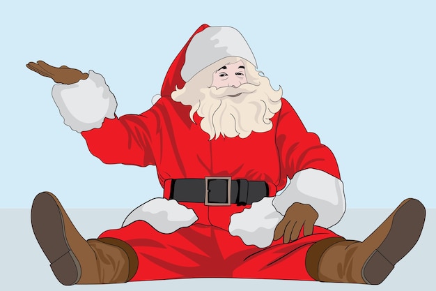 Vector santa clause sitting wide open his legs