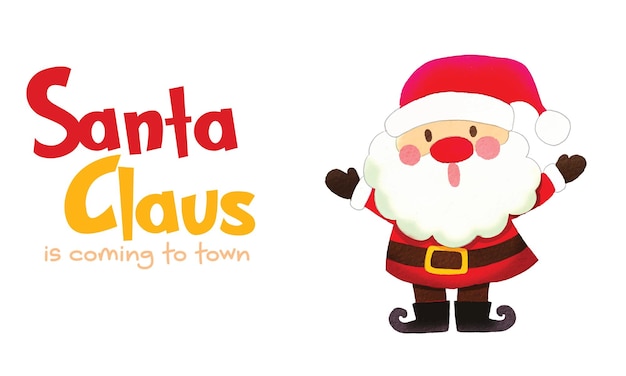 Santa Clauses in various positions illustration of Santa Claus with a present Letters can be removed or replaced