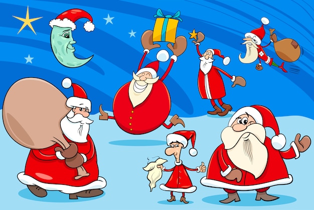 santa clausules groep cartoon