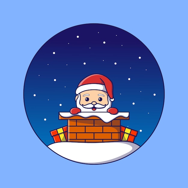 Babbo natale che esce dal camino di notte