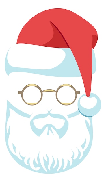 Vector santa costume icon hat and glasses for holiday party isolated on white background