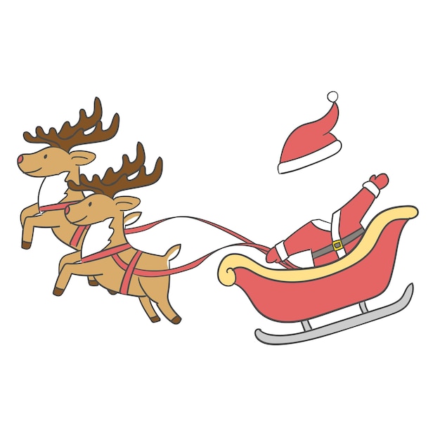 Santa costume on a reindeer sled. Illustration for face synthesis .