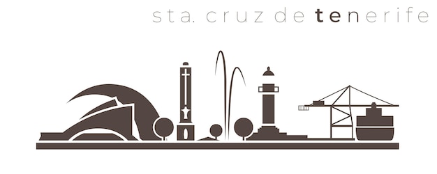 Santa cruz tenerife eenvoudige monochrome stijlvolle skyline