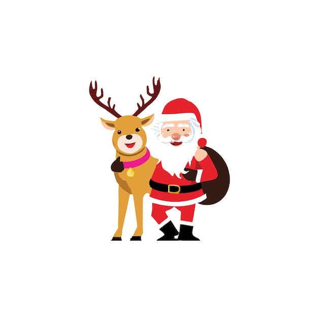 santa and deer friend vector