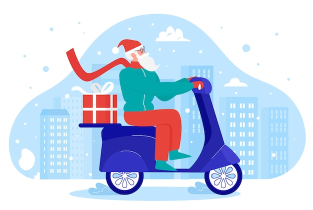 Santa delivering gifts illustration