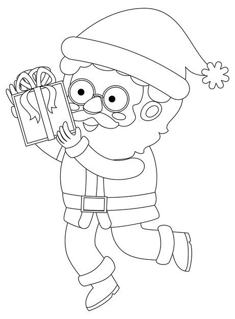 Santa doodle outline for colouring