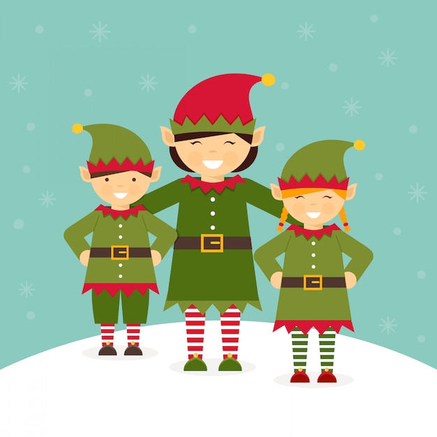 Vettore santa elves vector