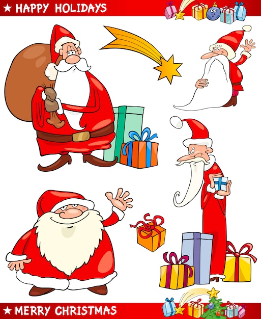 Santa en Kerstmis thema&#39;s Cartoon Set