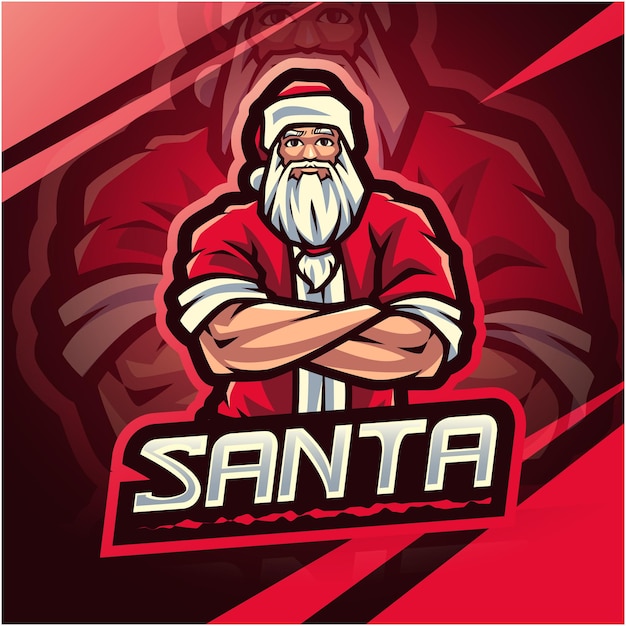 Santa esport mascotte logo ontwerp