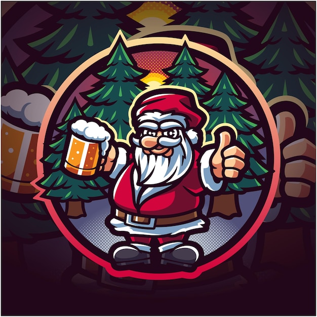 Santa esport mascotte logo