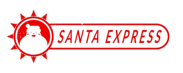 Disegno del francobollo orizzontale santa express per lettere o regali. elemento decorativo di natale con babbo natale.