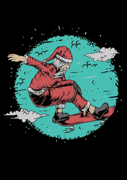 Santa extreme skate illustration vector
apparel design merry cristmas