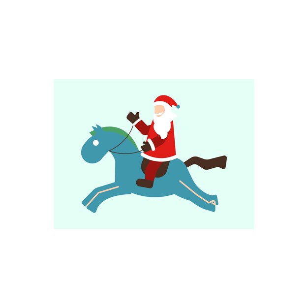 Vector santa flying on a horse