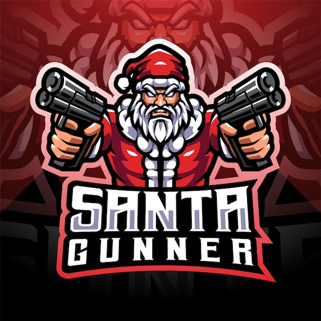 Vector santa gunner esport mascot logo design