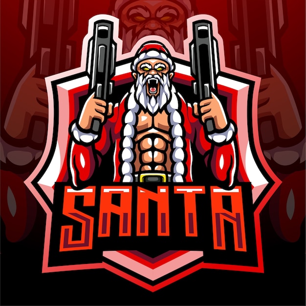 Santa gunner mascot. esport logo design