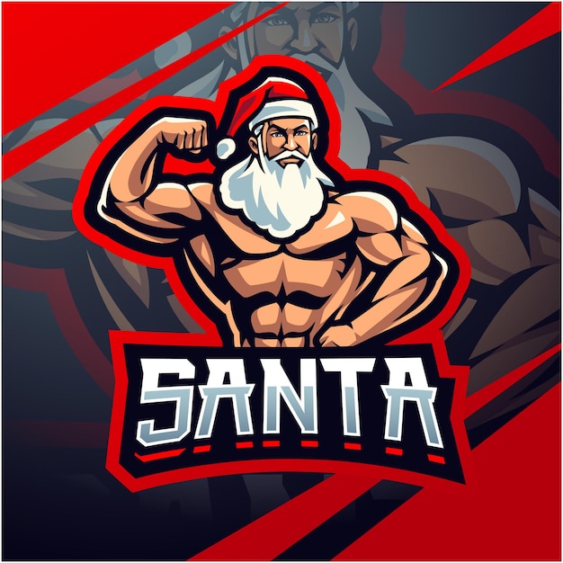 Santa gym esport mascotte logo