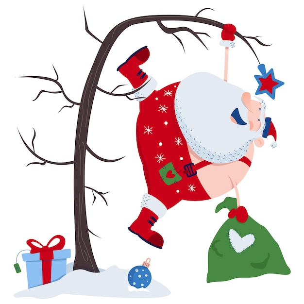 Santa hanging on the tree