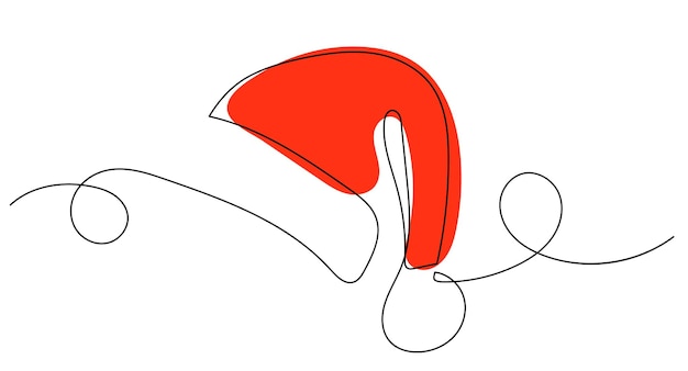 Santa hat one continuous line drawing vector