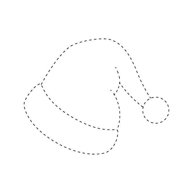 Santa Hat tracing worksheet for kids