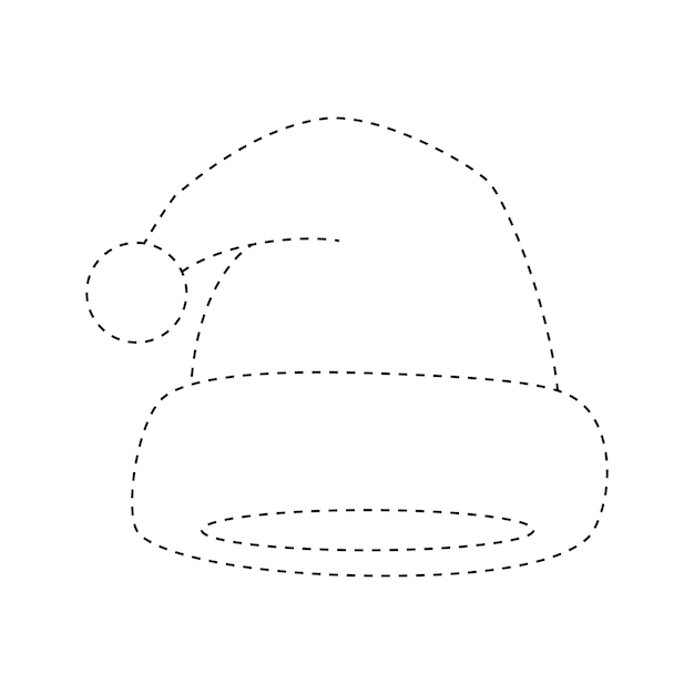 Santa Hat tracing worksheet for kids