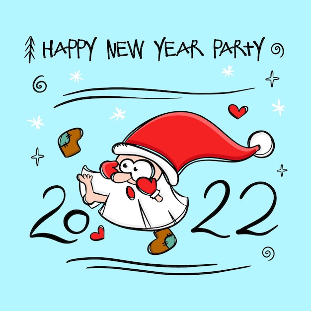Санта в фетровых ботинках бородатый забавный гном бросает войлочные сапоги с ноги новый год с рождеством христовым мультфильм рисованной картинки с набором векторных иллюстраций текста