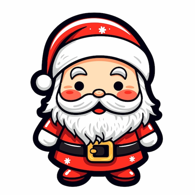 Santa Kawaii gemakkelijk overzicht kleurplaat vector