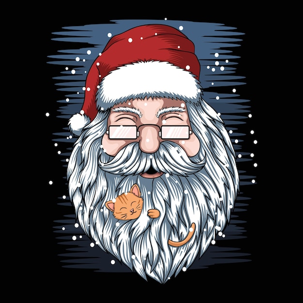 santa and kittens merry christmas vector illustration