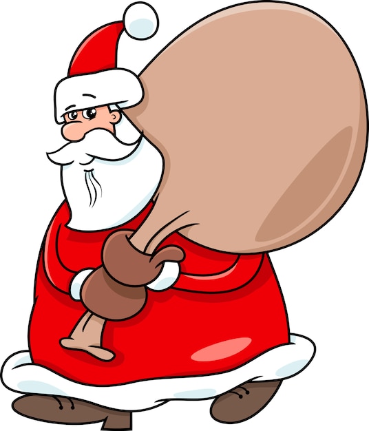 Vector santa met zak op kerstmis