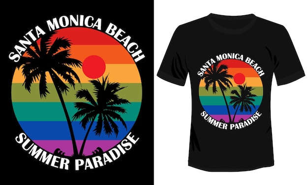 Santa Monica Beach Summer Paradise kleurrijke vectorillustratie T-shirt Design