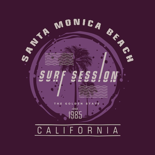 Santa monica californië strand grafische typografie vector print