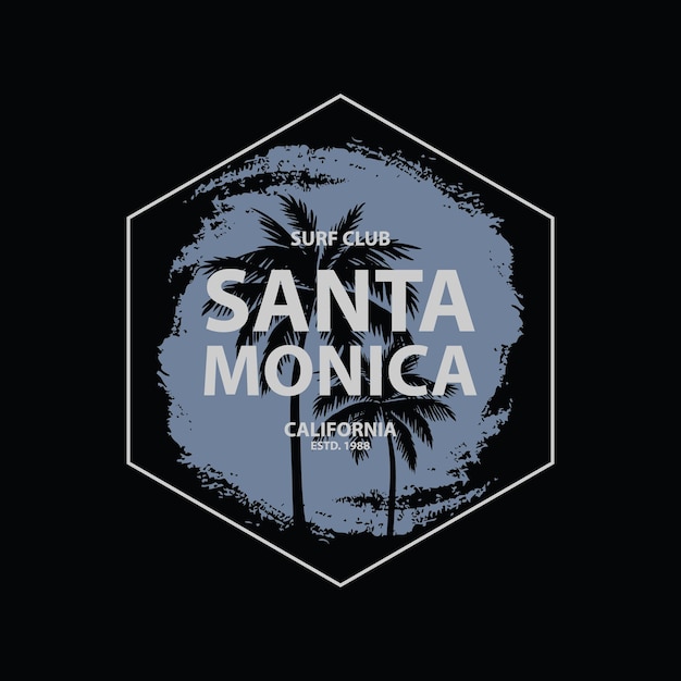 Santa monica illustration typography t-shirt and apparel design