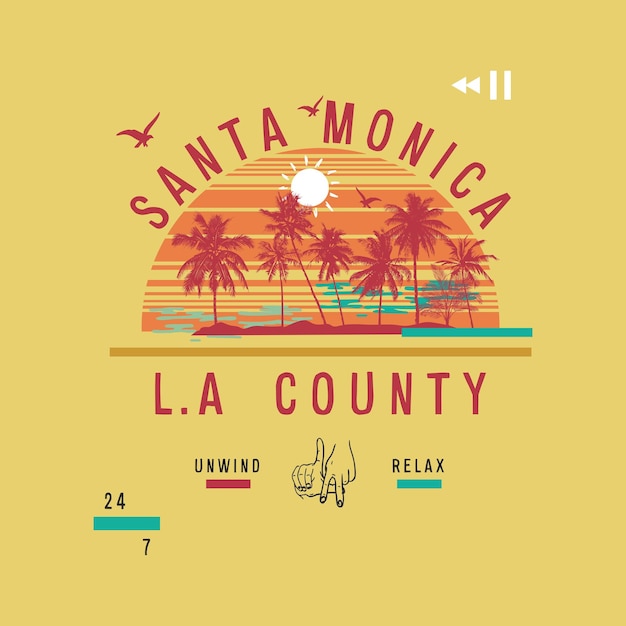 Santa monica slogan vector illustratie tekstontwerp voor mode-graphics en t-shirt prints