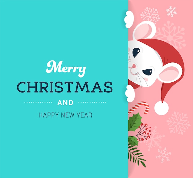 Santa mouse, chinese new year and merry christmas concept design