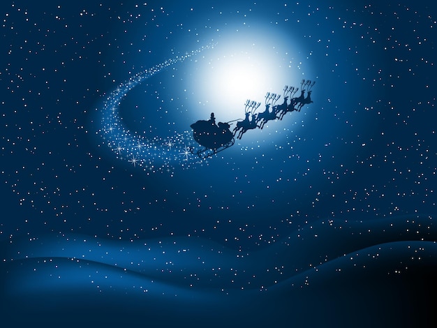 Santa in the night sky free vector
