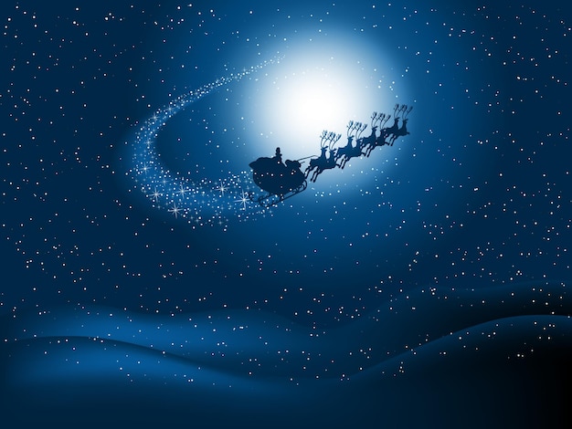 Vettore babbo natale nel cielo notturno free vector