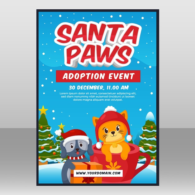 Santa paws poster template