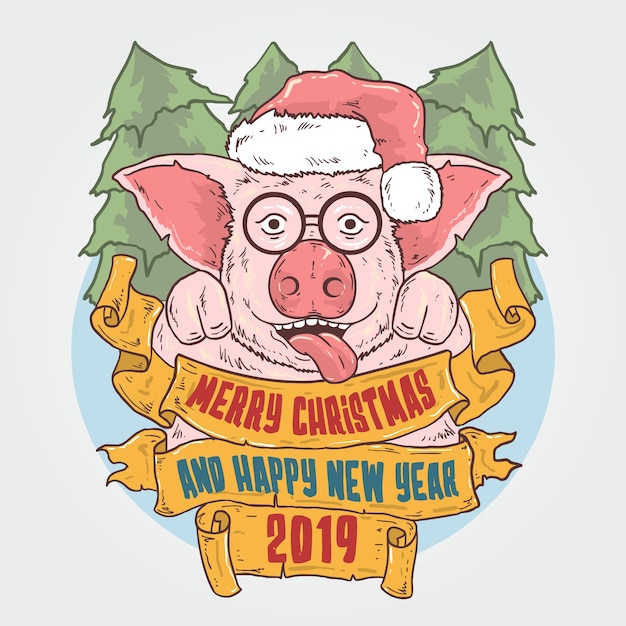 Vector santa piggy