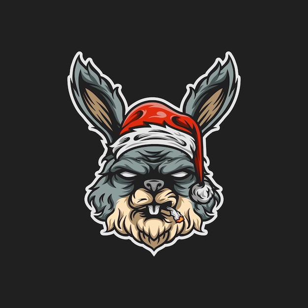 Vector santa rabit mascotte illustratie