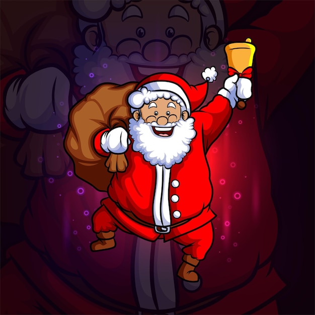 The santa ready for christmas esport mascot design of illustration