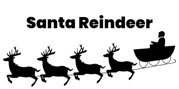 Santa Rein Deer Silhouette vector illustration