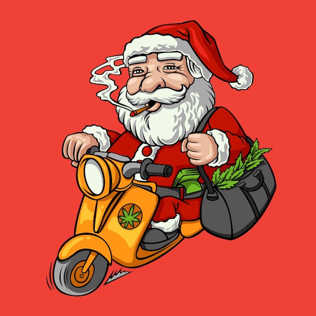 Santa roken marihuana kerst vespa