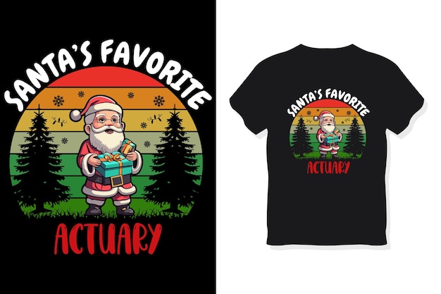 Santa's favorite actuary t-shirt design regali di natale