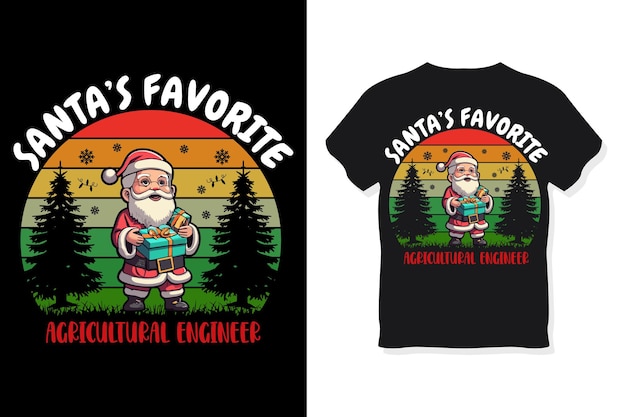 Vector santa's favorite agricultural engineer t shirt design christmas gifts