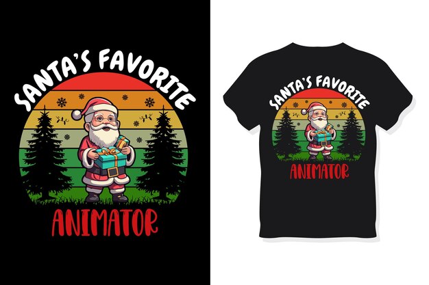 Vector santa's favorite animator t shirt design christmas gifts