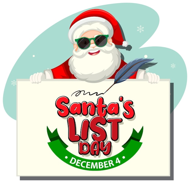 Vector santa's list day text banner design