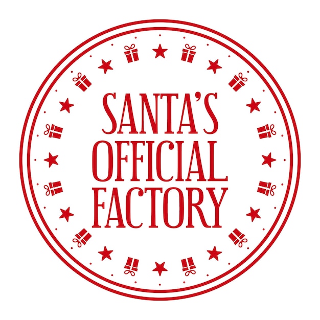 Santa's official factory xmas stamp design template for christmas handmade gifts vector illustration