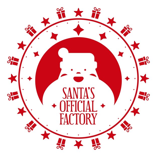 Vector santa's official factory xmas stamp design with cute santa clausvector illustration