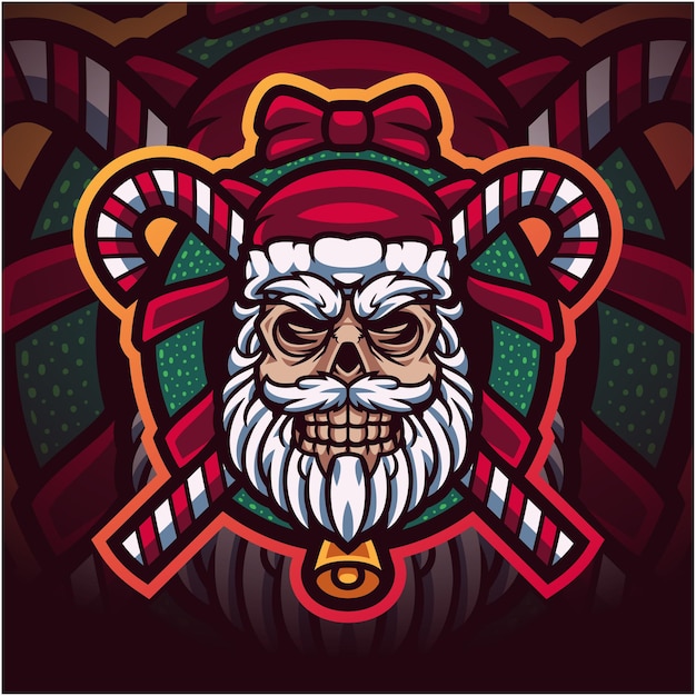 Santa skull head esport mascot logo