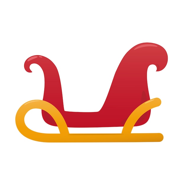 Santa sleigh illustration. Christmas symbol. Large sled to travel on snow. Fairytale vehicle.